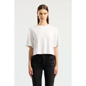 Cotton Citizen White Tokyo Crop Tee Boxy Minimalist Streetwear Slub T-Shirt L